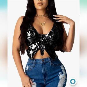 odegal Women's Shimmer Sequin Butterfly Backless Embroidery Costumes Outfits Bel